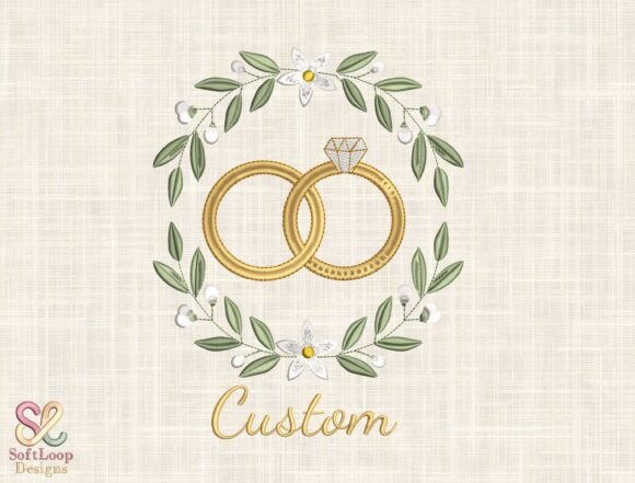 Celebrate Love: Custom Wedding Rings Embroidery Design