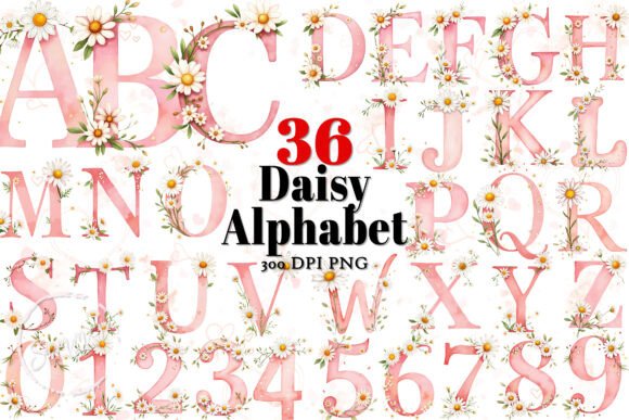 Daisy Birth Flower Alphabet Clipart: A Fresh Take on Floral Typography