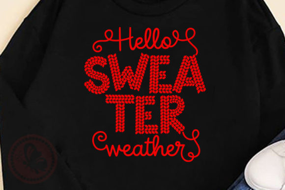Hello SWEATER Weather Yarn Font Clip Art: Cozy Design