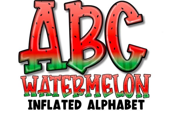 Inflated 3D Watermelon Alphabet PNG Set