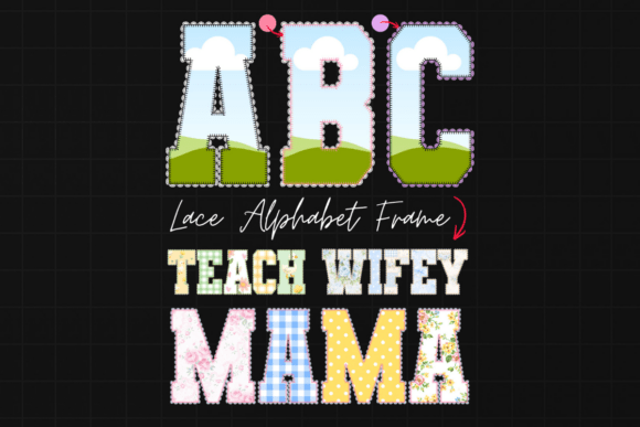 Lace Alphabet Canva Font Frame Template