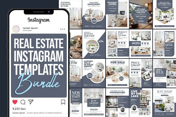 Real Estate Instagram Templates Bundle: Professional AI Bundle